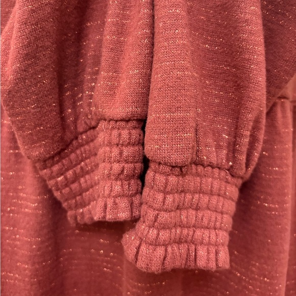 NWT Loft Burnt Orange Metallic Long Sleeve V-Neck Sweater Dress | Size Medium - Picture 5 of 7